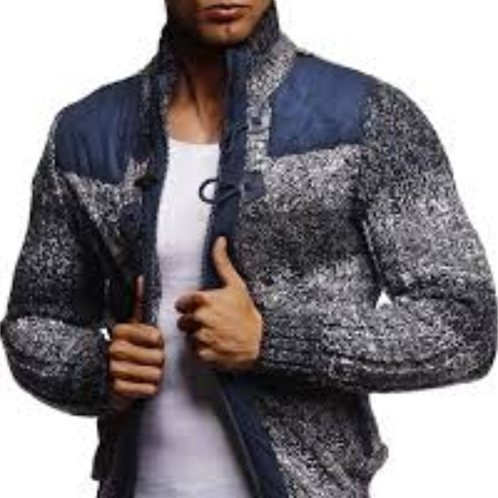 New Leif Nelson LN20739 Men's Knitted Zip-up Jacke